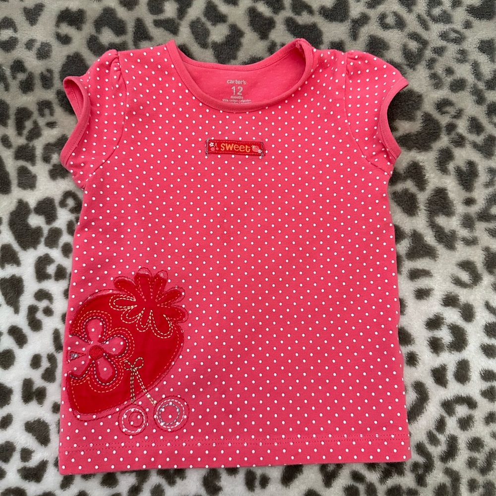 Carter’s Polka Dot Graphic Tee in Pink Size 12 months